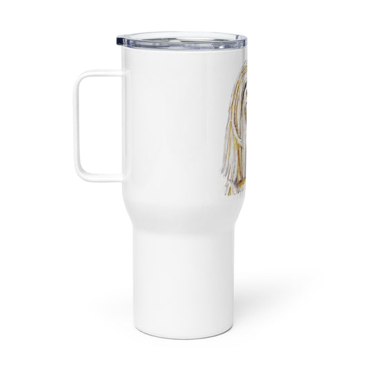 Travel mug with a handle -- Custom Lhasa Apso