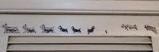 Van and House Sticker -- Eight Silky Terriers