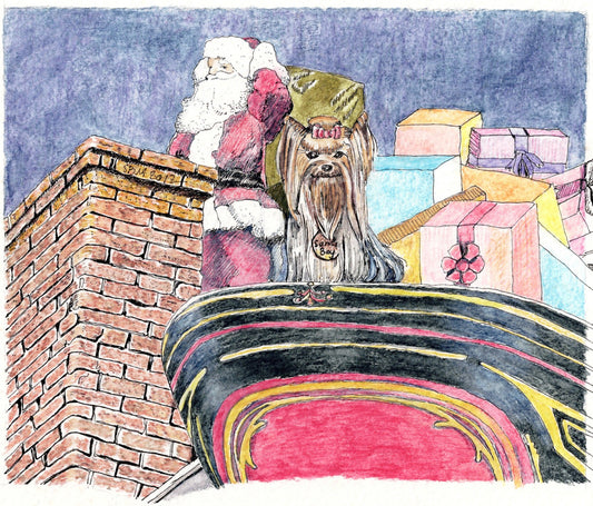 Yorkie on a Sleigh