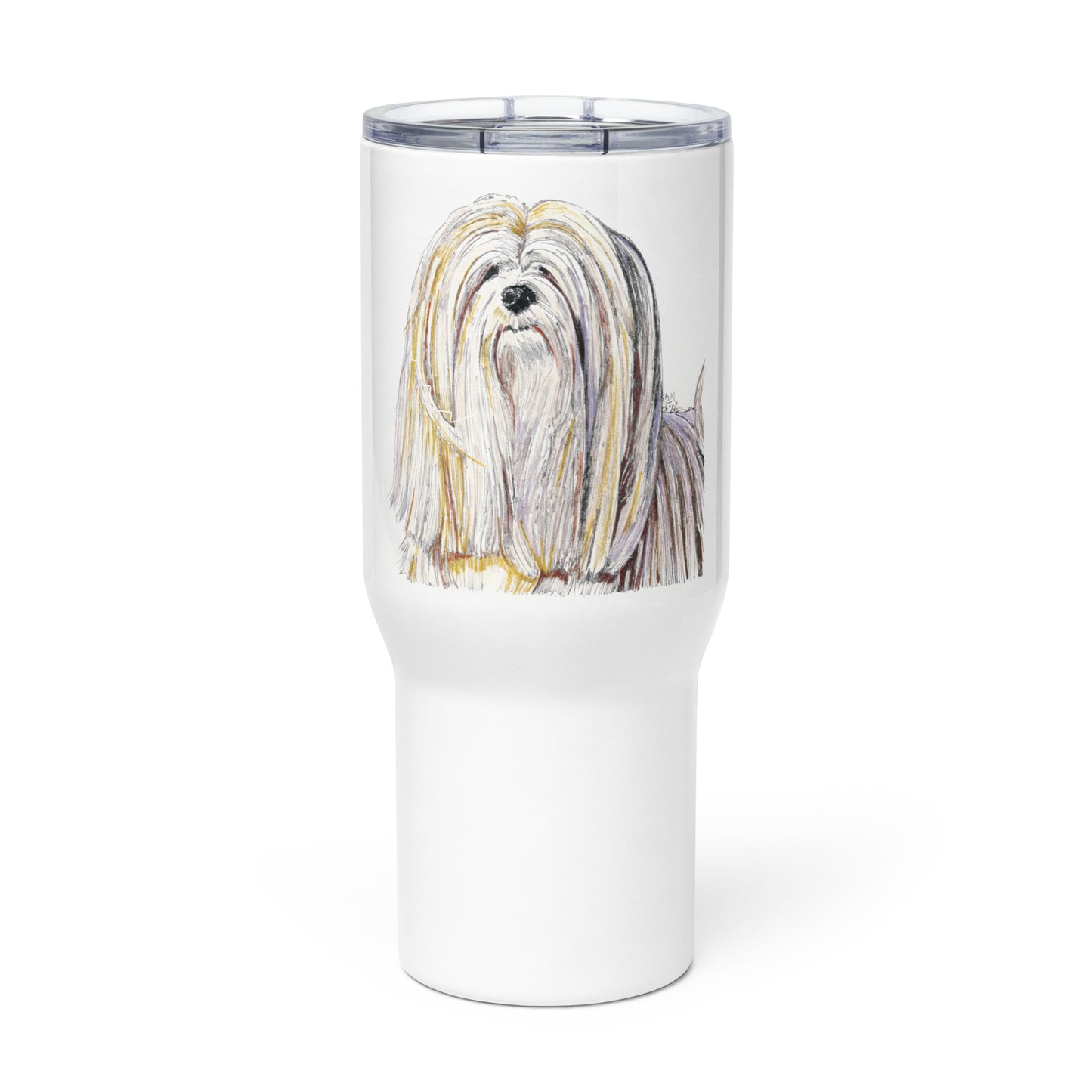 Travel mug with a handle -- Custom Lhasa Apso