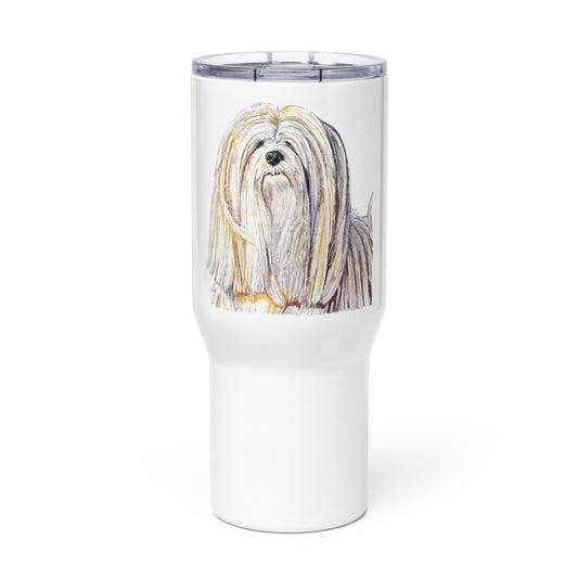 Travel mug with a handle -- Custom Lhasa Apso