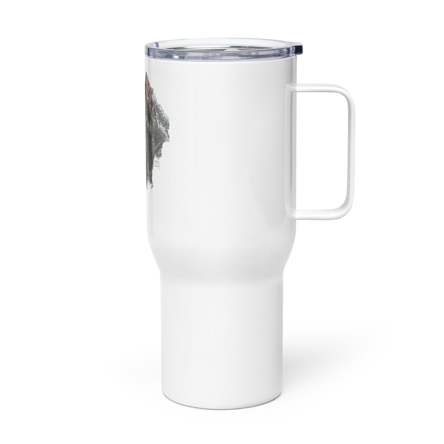 Travel mug with a handle -- Custom Bouvier de Flandres