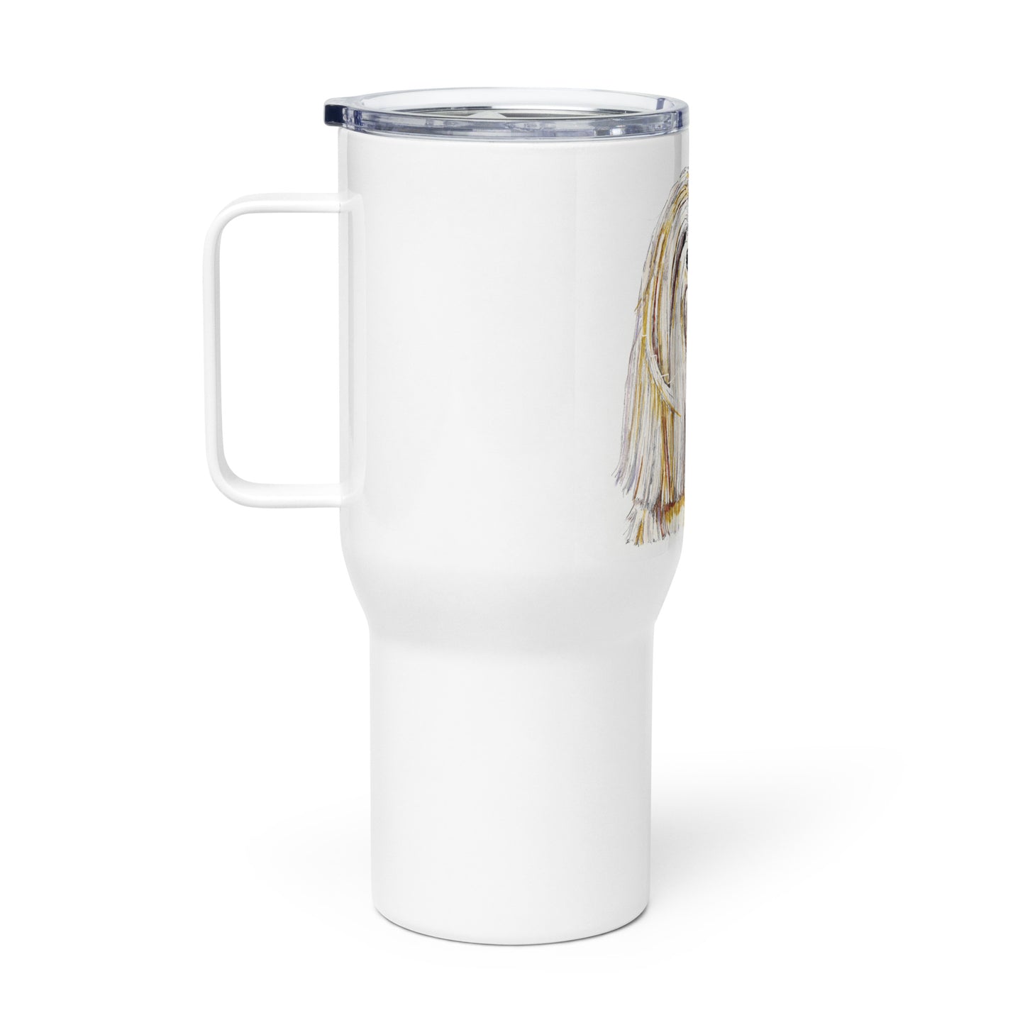 Travel mug with a handle -- Custom Lhasa Apso
