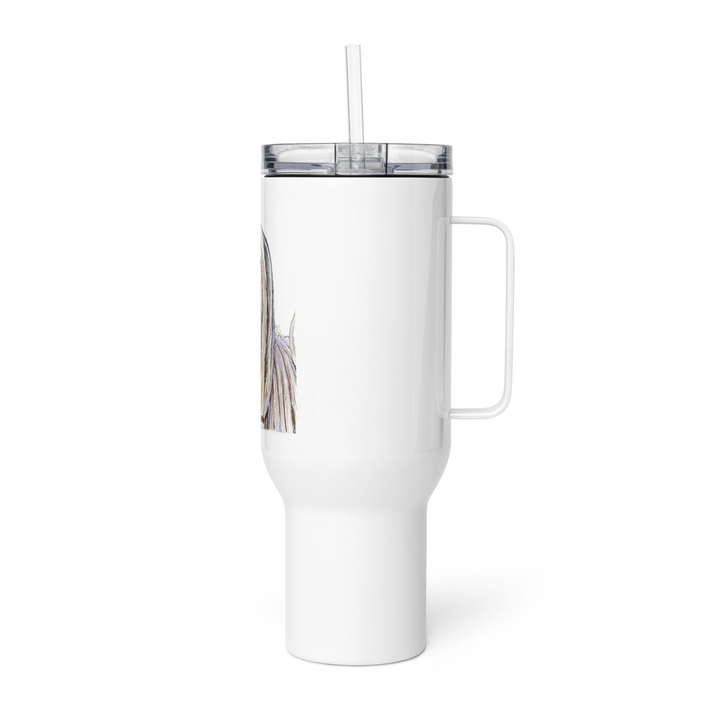 Travel mug with a handle -- Custom Lhasa Apso