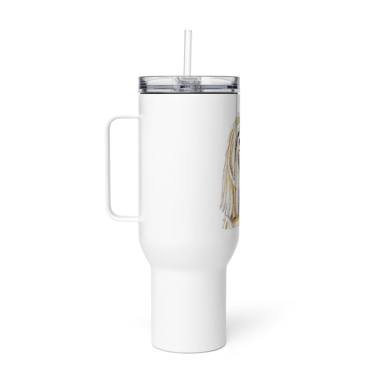 Travel mug with a handle -- Custom Lhasa Apso